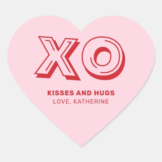 XO kussen en knuffels roze rood moderne aangepaste Hart Sticker (Voorkant)