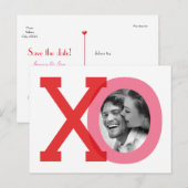 XO Red Wedding Valentijn Opslaan Datum Foto Briefk Aankondigingskaart (Voorkant / Achterkant)