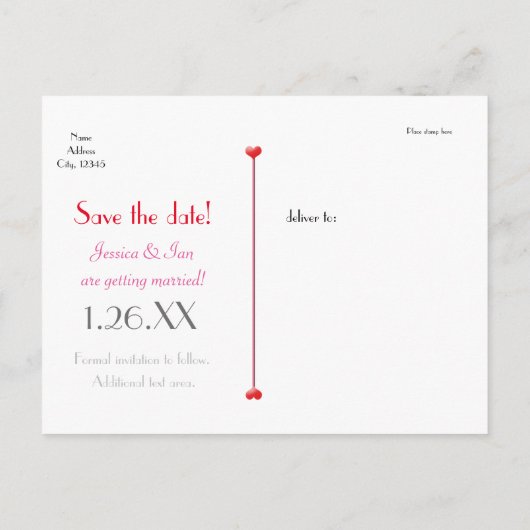 XO Red Wedding Valentijn Opslaan Datum Foto Briefk Aankondigingskaart (Achterkant)