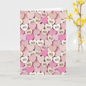 XO Romantic Heart Pattern Valentine Anniversary  Kaart (Gele Bloem)