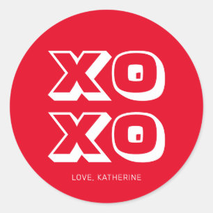 XO rood wit modern vet typografie op maat Ronde Sticker