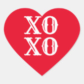XO rood wit schattig moderne typografie Hart Sticker (Voorkant)