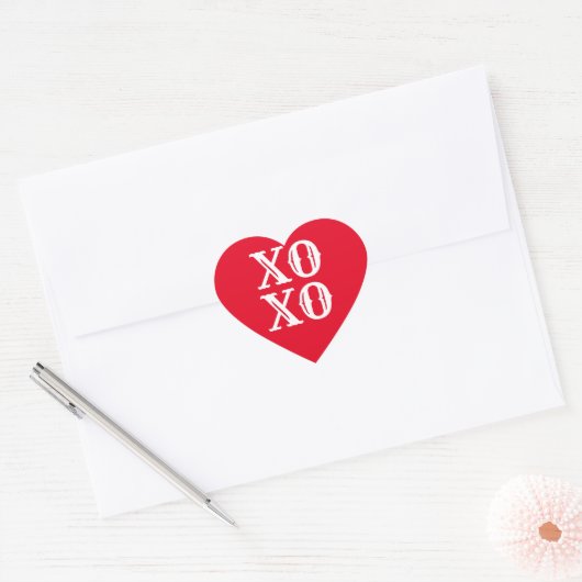 XO rood wit schattig moderne typografie Hart Sticker (Envelop)