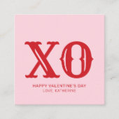 XO roze en rode typografie schattige Valentijnsdag Informatiekaartje (Voorkant)