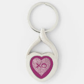 XO roze glitter hart Sleutelhanger (Voorkant)