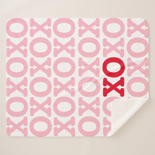 XO Valentijn Hugs Kisses Pattern Pink Red Sherpa Deken (Voorkant (horizontaal))