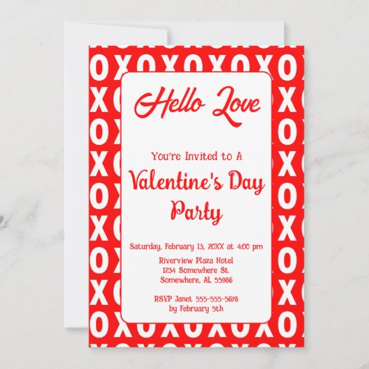 XO Valentijnsdag Party Kaart (Voorkant)