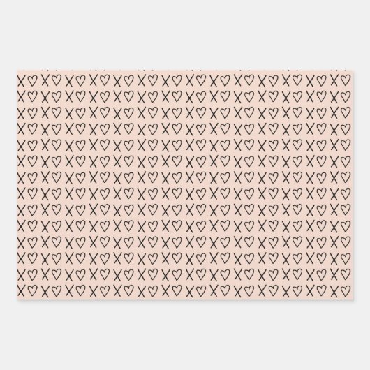 Xo Valentijnse - Hearts Patroon Inpakpapier Vel (Voorkant 3)