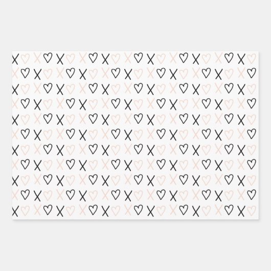 Xo Valentijnse  - Hearts Patroon Inpakpapier Vel (Voorkant)