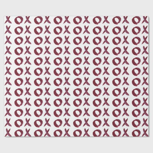 XO X O Hugs & Kisses in Red Trendy Wrapping Paper Cadeaupapier (Vlak)
