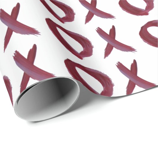 XO X O Hugs & Kisses in Red Trendy Wrapping Paper Cadeaupapier (Rol Hoek)