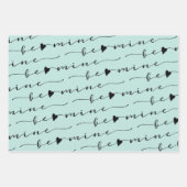 XO XO Be Mine Mint & Zwarte Kalligrafie Valentijn Inpakpapier Vel (Voorkant 2)