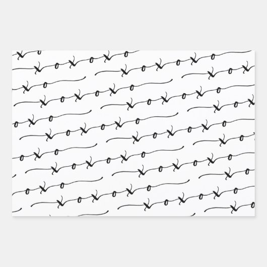 XO XO Be Mine Wit & Zwart Kalligrafie Valentijn Inpakpapier Vel (Voorkant)