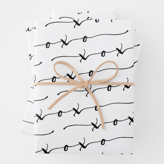 XO XO Be Mine Wit & Zwart Kalligrafie Valentijn Inpakpapier Vel (In situ)