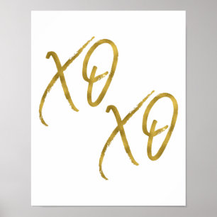 XO XO Hugs en Kisses Love Faux Gold Foil Poster