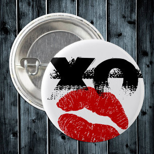 XO XO kus me retro knop / kippen, haan Feestfeestj Ronde Button 3,2 Cm