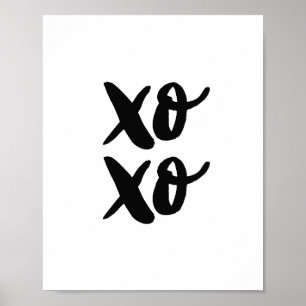 XO XO Moderne Valentijnsdag. Zwart-Wit Poster