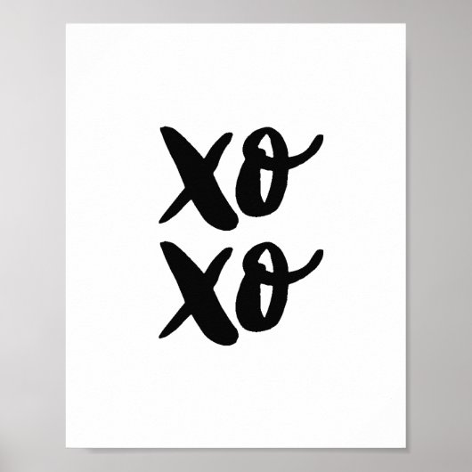 XO XO Moderne Valentijnsdag. Zwart-Wit Poster (Voorkant)
