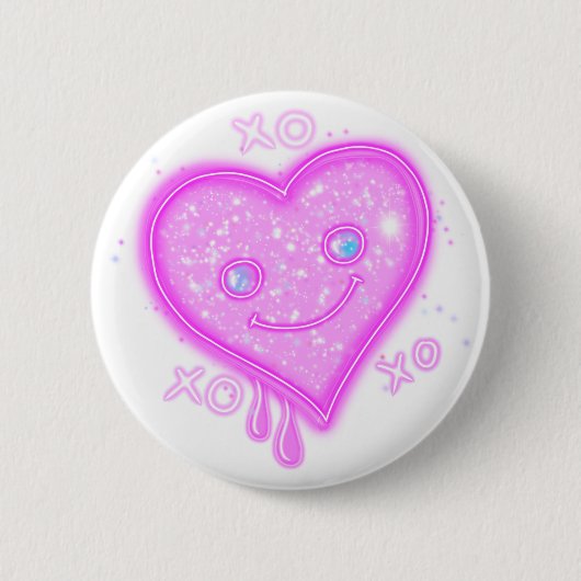"XO, XO, XO" Kawaii Heart-knop Ronde Button 5,7 Cm (Voorkant)