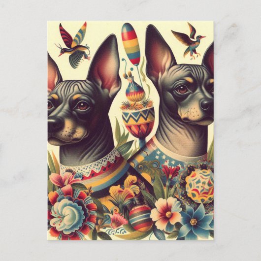 Xoloitzcuintle Illustratie Briefkaart (Voorkant)