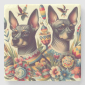 Xoloitzcuintle Illustratie Stenen Onderzetter (Voorkant)