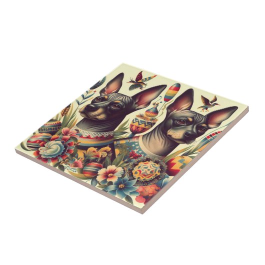  Xoloitzcuintle Illustratie Tegeltje (Zijkant)