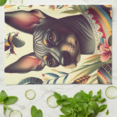  Xoloitzcuintle Illustratie Theedoek (Gevouwen)