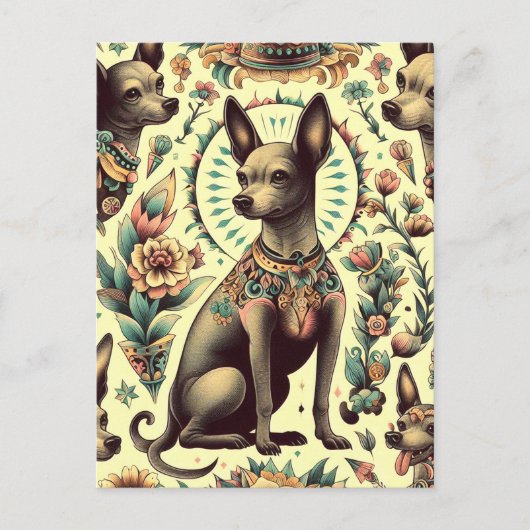 Xoloitzcuintle naadloos Briefkaart (Voorkant)