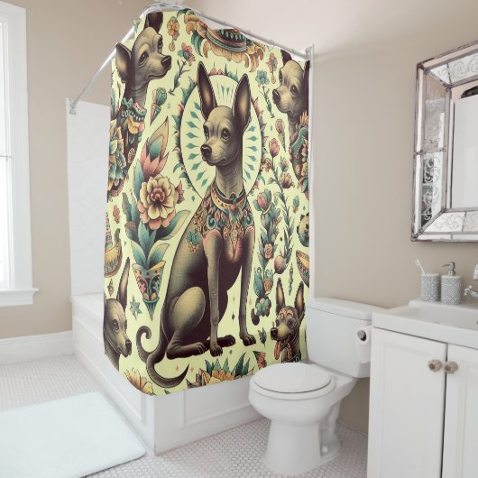  Xoloitzcuintle naadloos Douchegordijn (In situ)