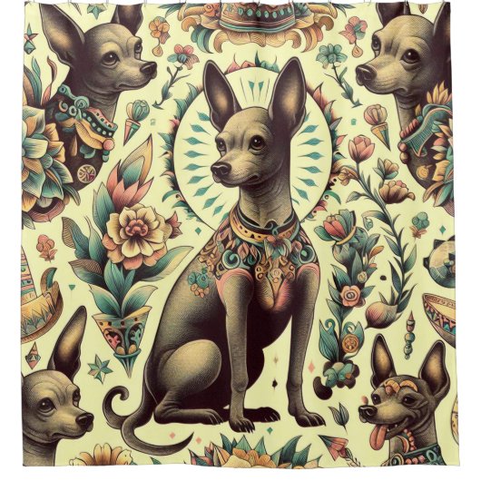  Xoloitzcuintle naadloos Douchegordijn (Voorkant)