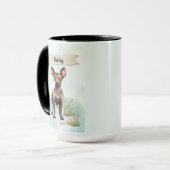 Xoloitzcuintli Aquarel Gepersonaliseerde Hond Mok (Voorkant links)