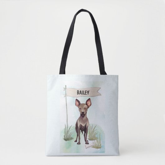 Xoloitzcuintli Aquarel Gepersonaliseerde Hond Tote Bag (Voorkant)