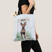 Xoloitzcuintli Aquarel Gepersonaliseerde Hond Tote Bag (Dichtbij)
