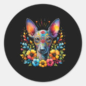 Xoloitzcuintli Dog Sugar Skull Cinco de Mayo Mexic Ronde Sticker (Voorkant)