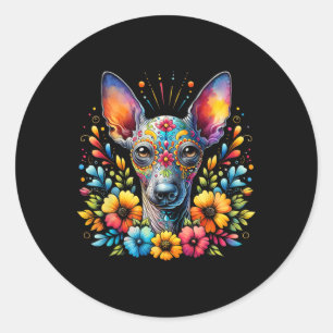 Xoloitzcuintli Dog Sugar Skull Cinco de Mayo Mexic Ronde Sticker