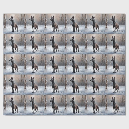 Xoloitzcuintli Laat het sneeuwen Kerstmis Cadeaupapier (Vlak)