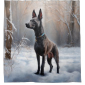 Xoloitzcuintli Laat het sneeuwen Kerstmis Douchegordijn (Voorkant)