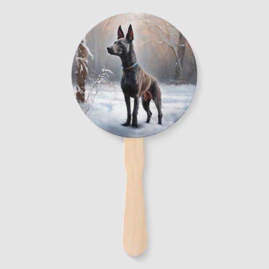 Xoloitzcuintli Laat het sneeuwen Kerstmis Handwaaier (Voorkant)