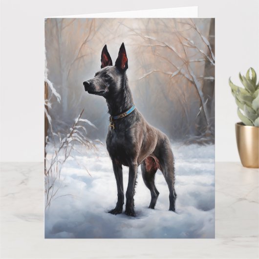 Xoloitzcuintli Laat het sneeuwen Kerstmis Kaart (Kleine Plant)