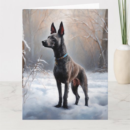 Xoloitzcuintli Laat het sneeuwen Kerstmis Kaart (Voorkant)