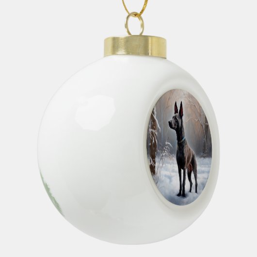 Xoloitzcuintli Laat het sneeuwen Kerstmis Keramische Bal Ornament (Links)