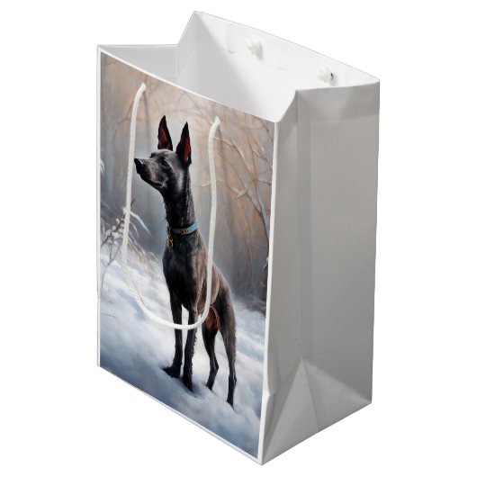 Xoloitzcuintli Laat het sneeuwen Kerstmis Medium Cadeauzakje (Voorkant Gekanteld)
