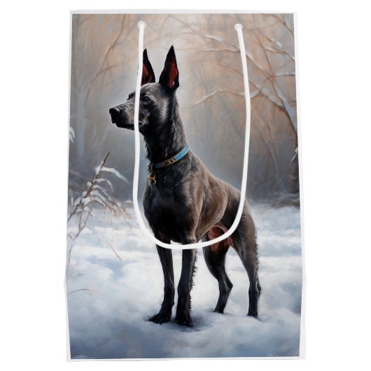 Xoloitzcuintli Laat het sneeuwen Kerstmis Medium Cadeauzakje (Achterkant)
