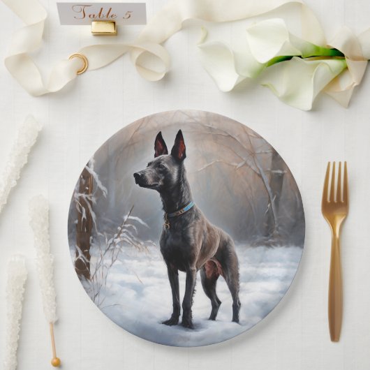 Xoloitzcuintli Laat het sneeuwen Kerstmis Papieren Bordje (Huwelijk)