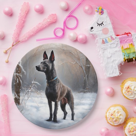 Xoloitzcuintli Laat het sneeuwen Kerstmis Papieren Bordje (Feest)