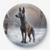 Xoloitzcuintli Laat het sneeuwen Kerstmis Papieren Bordje (Voorkant)