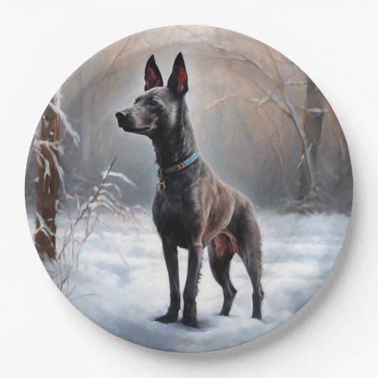 Xoloitzcuintli Laat het sneeuwen Kerstmis Papieren Bordje (Voorkant)
