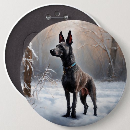 Xoloitzcuintli Laat het sneeuwen Kerstmis Ronde Button 6,0 Cm (Voorkant /achterkant)