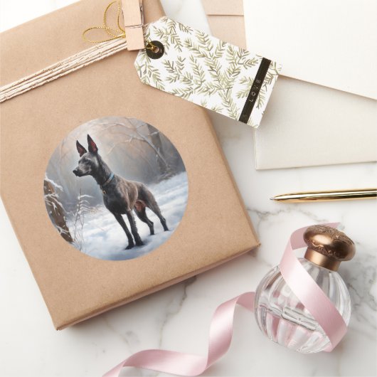 Xoloitzcuintli Laat het sneeuwen Kerstmis Ronde Sticker (Geschenken)
