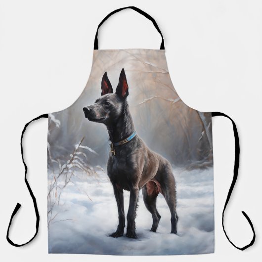 Xoloitzcuintli Laat het sneeuwen Kerstmis Schort (Voorkant)